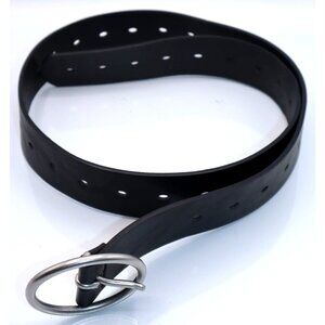 Faux Leather Unisex Belt Black Round Buckle Grunge Gothcore Minimalist